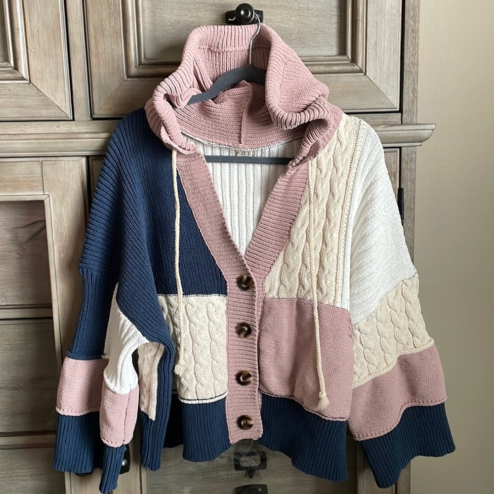 POL color block cardigan